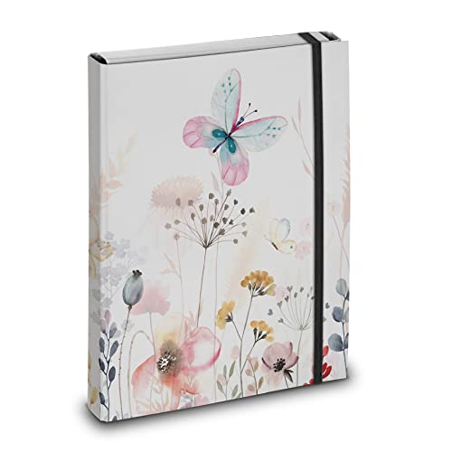 itenga Heftbox Motiv Schmetterling DIN A4 - Sammelbox mit Gummizug- für Kinder Jugendliche Schüler Mädchen - Schulheftbox von itenga