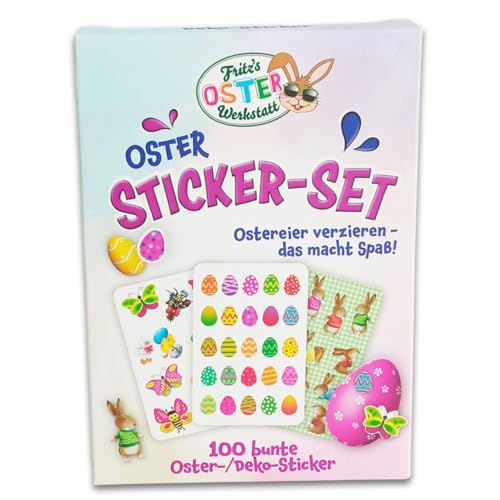 itenga Oster Eier Sticker Set mit 100 Aufkleber für Ostern Dekoration - selbstkelebende Etiketten verschiedene Motive von itenga