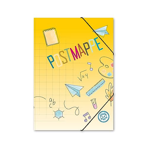 itenga Postmappe Gummizugmappe mit Motiv DIN A4 mit Gummizugverschluss - Sammelmappe Eckspanner (Doodles Schule) von itenga