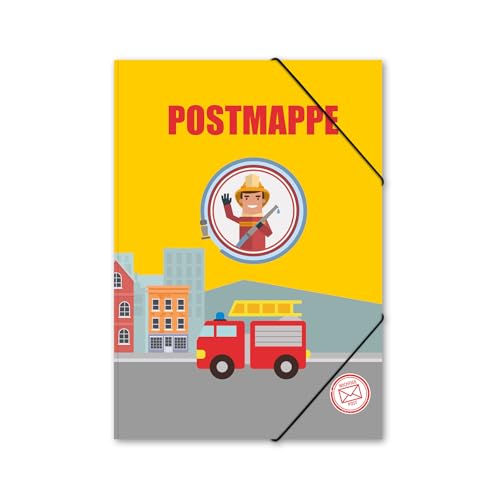 itenga Postmappe Gummizugmappe mit Motiv DIN A4 mit Gummizugverschluss - Sammelmappe Eckspanner (Feuerwehr) von itenga