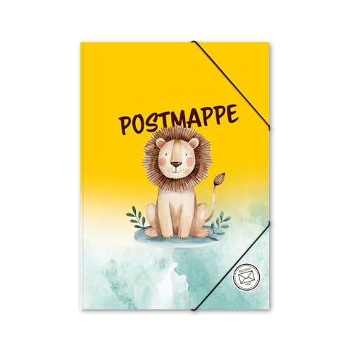itenga Postmappe Gummizugmappe mit Motiv DIN A4 mit Gummizugverschluss - Sammelmappe Eckspanner (Löwe) von itenga