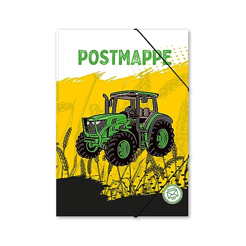 itenga Postmappe Gummizugmappe mit Motiv DIN A4 mit Gummizugverschluss - Sammelmappe Eckspanner (Traktor) von itenga