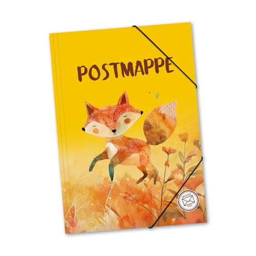 itenga Postmappe aus stabilem Kunststoff PP - Gummizugmappe mit Motiv DIN A4 mit Gummizugverschluss - Sammelmappe Eckspanner (Fuchs) von itenga