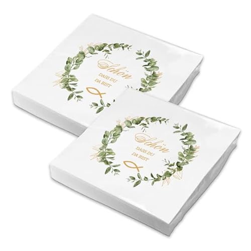 itenga Servietten Papier Fisch Schön dass du da bist 33 x 33 cm 3-lagig 40 Stück für Taufe Kommunion Konfirmation Jungen und Mädchen Eukalyptus Kranz grün gold weiß itenga Servietten Papier Fisch Schön dass du da bist 33 x 33 cm 3-lagig 40 Stück für Taufe Kommunion Konfirmation Jungen und Mädchen Eukalyptus Kranz grün gold weiß von itenga