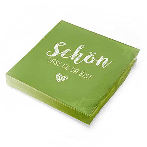 itenga Servietten Schön dass du da bist 30 x 30cm 3-lagig 20 Stück für Kommunion Konfirmation Hochzeit Taufe und andere Feiern (frühlingsgrün) itenga Servietten Schön dass du da bist 30 x 30cm 3-lagig 20 Stück für Kommunion Konfirmation Hochzeit Taufe und andere Feiern (frühlingsgrün) von itenga