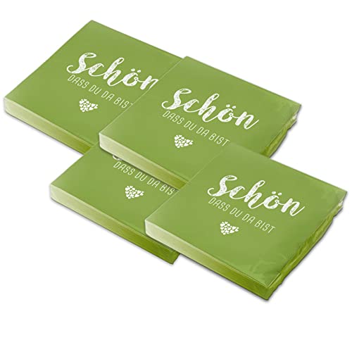 itenga Servietten Schön dass du da bist 30 x 30cm 3-lagig 80 Stück für Kommunion Konfirmation Hochzeit Taufe und andere Feiern (frühlingsgrün) itenga Servietten Schön dass du da bist 30 x 30cm 3-lagig 80 Stück für Kommunion Konfirmation Hochzeit Taufe und andere Feiern (frühlingsgrün) von itenga