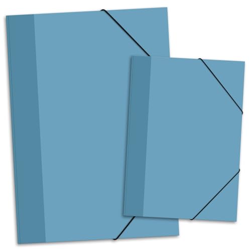 itenga Set Zeichenmappe DIN A3 und Sammelmappe DIN A4 mit Motiv - Gummizugmappe Sammelmappe - für Kinder Jugendliche Schüler Mädchen Jungen (Set A3 und A4 nordic blue) von itenga