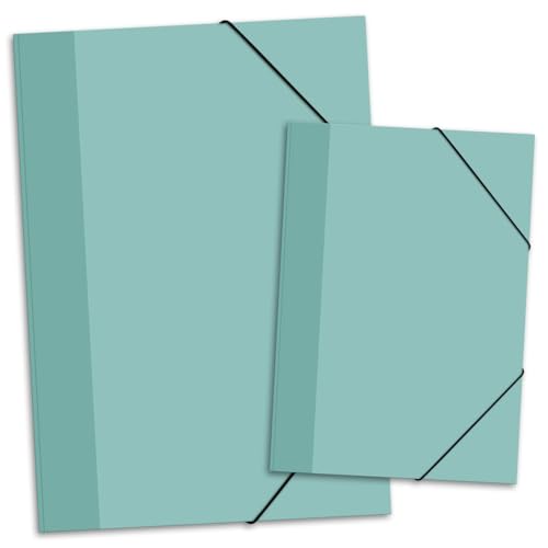 itenga Set Zeichenmappe DIN A3 und Sammelmappe DIN A4 mit Motiv - Gummizugmappe Sammelmappe - für Kinder Jugendliche Schüler Mädchen Jungen (Set A3 und A4 pastell grün) von itenga