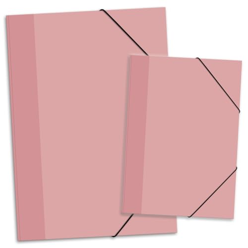 itenga Set Zeichenmappe DIN A3 und Sammelmappe DIN A4 mit Motiv - Gummizugmappe Sammelmappe - für Kinder Jugendliche Schüler Mädchen Jungen (Set A3 und A4 pastell rosa) von itenga