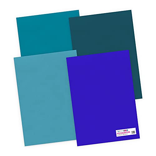 itenga Tonpapier 24 Blatt DIN A4 130 g/qm Blautöne - Farbmix - 4 Farben je 6 Blatt Tonpapier Bastelpapier Bogen durchgefärbt zum kreativen Gestalten und Basteln von itenga