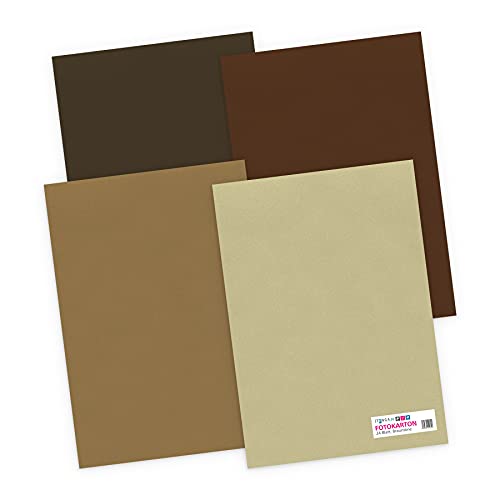 itenga Tonpapier 24 Blatt DIN A4 130 g/qm Brauntöne Erdtöne- Farbmix - 4 Farben je 6 Blatt Tonpapier Bastelpapier Bogen durchgefärbt zum kreativen Gestalten und Basteln von itenga