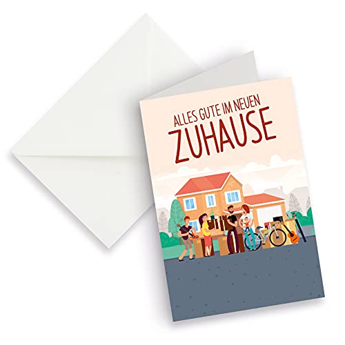 itenga XXL Klappkarte DIN A4 Alles Gute im neuen Zuhause und XXL Briefumschlag - Grußkarte Glückwunschkarte zum Umzug Einzug von itenga