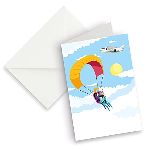itenga XXL Klappkarte DIN A4 Fallschirmsprung Tandemsprung und XXL Briefumschlag - Grußkarte Glückwunschkarte von itenga