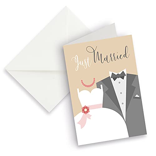 itenga XXL Klappkarte DIN A4 Just Married Hochzeitskarte und XXL Briefumschlag - große Grußkarte Glückwunschkarte zur Hochzeit von itenga