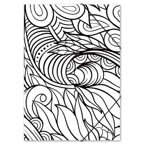 itenga Zeichenmappe DIN A3 mit Motiv - Gummizugmappe Sammelmappe - für Kinder Jugendliche Schüler Mädchen Jungen (LineArt schwarz weiss) von itenga