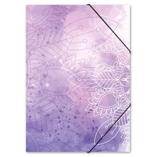 itenga Zeichenmappe DIN A3 mit Motiv - Gummizugmappe Sammelmappe - für Kinder Jugendliche Schüler Mädchen Jungen (Mandala Wasserfarben) von itenga