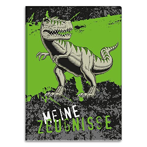 itenga Zeugnismappe Motiv T-REX Dinosaurier DIN A4 Dokumentenmappe Zeugnisse - für Kinder Jugendliche Schüler Jungen Mädchen von itenga