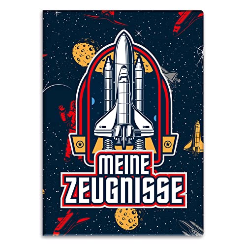 itenga Zeugnismappemit Motiv DIN A4 Dokumentenmappe Zeugnisse - für Kinder Jugendliche Schüler Mädchen (Weltraum) von itenga