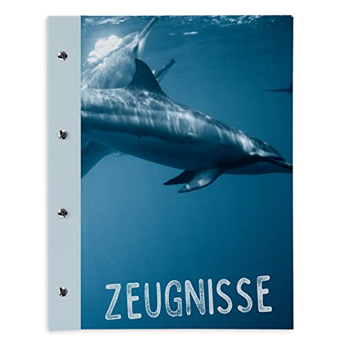 itenga Zeugnismappe mit Buchschrauben erweiterbar für Kinder Jugendliche Erwachsene Mädchen Jungen Schüler (Delfin) von itenga