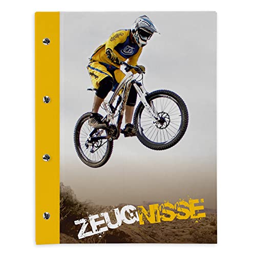 itenga Zeugnismappe mit Buchschrauben erweiterbar für Kinder Jugendliche Erwachsene Mädchen Jungen Schüler (Downhill Mountainbike) von itenga