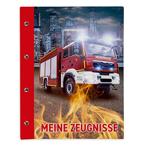 itenga Zeugnismappe mit Buchschrauben erweiterbar für Kinder Jugendliche Erwachsene Mädchen Jungen Schüler (Feuerwehr) von itenga