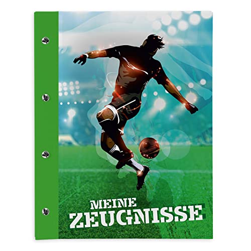 itenga Zeugnismappe mit Buchschrauben erweiterbar für Kinder Jugendliche Erwachsene Mädchen Jungen Schüler (Fussball) von itenga