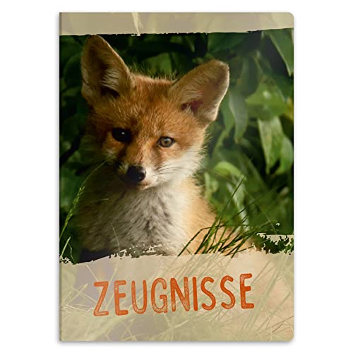 itenga Zeugnismappe mit Motiv DIN A4 stabile Dokumentenmappe Sichtbuch für Zeugnisse - 20 stabile Hüllen - für Kinder Jugendliche Schüler Mädchen Jungen (Motiv Fuchs) von itenga