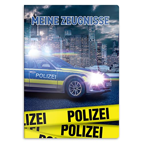 itenga Zeugnismappe mit Motiv DIN A4 stabile Dokumentenmappe Sichtbuch für Zeugnisse - 20 stabile Hüllen - für Kinder Jugendliche Schüler Mädchen Jungen (Motiv Polizei) von itenga