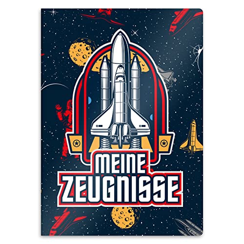 itenga Zeugnismappe mit Motiv DIN A4 stabile Dokumentenmappe Sichtbuch für Zeugnisse - 20 stabile Hüllen - für Kinder Jugendliche Schüler Mädchen Jungen (Motiv Weltraum) von itenga