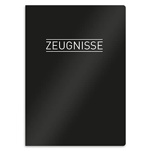 itenga Zeugnismappe mit Motiv DIN A4 stabile Dokumentenmappe Sichtbuch für Zeugnisse - 20 stabile Hüllen - für Kinder Jugendliche Schüler Mädchen Jungen (schwarz) von itenga