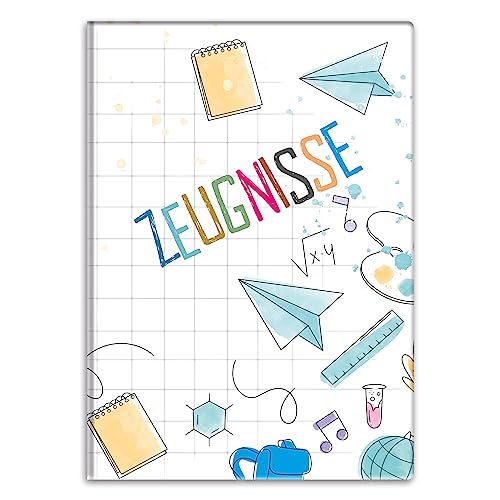 itenga Zeugnismappemit Motiv DIN A4 Dokumentenmappe Zeugnisse - für Kinder Jugendliche Schüler Mädchen (Doodles) von itenga