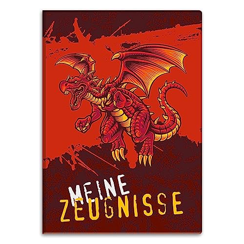 itenga Zeugnismappemit Motiv DIN A4 Dokumentenmappe Zeugnisse - für Kinder Jugendliche Schüler Mädchen (Drache) von itenga