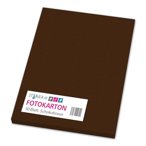 itenga farbiger Fotokarton 50 Blatt A4 300 g/qm² - Tonpapier Tonkarton Bastelpapier Bastelkarton Bogen durchgefärbt zum kreativen Gestalten und Basteln (SCHOKOBRAUN) von itenga
