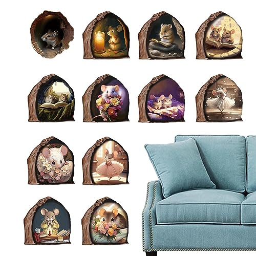 itrimaka Mausloch Wandtattoo,12 Stück Maus im Loch Wandtattoo Fun Art | Lustiger, Bezaubernder PVC-Aufkleber „Maus im Loch“ zum Abziehen und Aufkleben für Kinderzimmer, Klassenzimmer, Schlafzimmer itrimaka Mausloch Wandtattoo,12 Stück Maus im Loch Wandtattoo Fun Art | Lustiger, Bezaubernder PVC-Aufkleber „Maus im Loch“ zum Abziehen und Aufkleben für Kinderzimmer, Klassenzimmer, Schlafzimmer von itrimaka