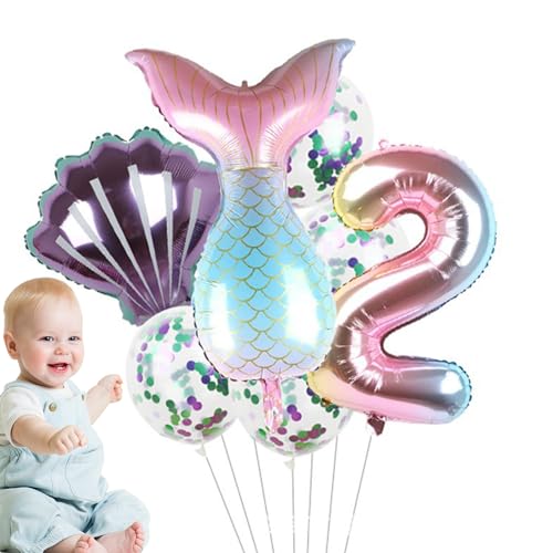 itrimaka Meerjungfrau-Luftballons für Geburtstagsparty,Meerjungfrauenballons Meeresballon-Set | Kleine Meerjungfrau-Party-Folienballon, Meerjungfrauenschwanz-Luftballons 7 Stück, Partyzubehör von itrimaka