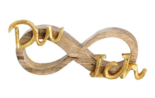 Deko Schriftzug Unendlichkeitszeichen 'Du und Ich' in Gold aus Holz und Alu - Mangoholz Dekoration für zuhause, Wohzimmer Deko von itsisa