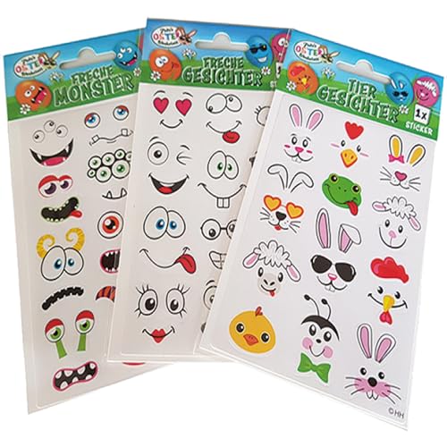 Eier Tattoos/Eier Aufkleber 3er Set - Freche Gesichter, Tiergesichter, Freche Monster - 3 Bögen Eier Sticker - Osterei, Eierfärben, Osterdeko, Eierfarbe, Eier färben, Ostern Eier Tattoos/Eier Aufkleber 3er Set - Freche Gesichter, Tiergesichter, Freche Monster - 3 Bögen Eier Sticker - Osterei, Eierfärben, Osterdeko, Eierfarbe, Eier färben, Ostern von itsisa
