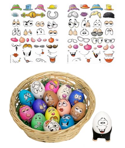 Eier Tattoos/Eier Aufkleber lustige Gesichter XL - 2 Bögen Eier Sticker - Osterei, Eierfärben, Osterdeko, Eierfarbe, Eier färben Eier Tattoos/Eier Aufkleber lustige Gesichter XL - 2 Bögen Eier Sticker - Osterei, Eierfärben, Osterdeko, Eierfarbe, Eier färben von itsisa