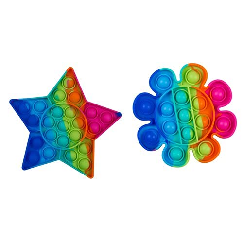 Fidget Pop Toy Rainbow 2er Set, Stern und Blume - Kindergeburtstag, Mitgebsel, Spaß, Antistress, Pop It, PopIt, Bubble Popper von itsisa