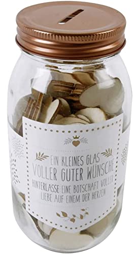 Gästebuch im Glas 'Gute Wünsche' mit Holz Herzen - Hochzeitsbuch, Hochzeit, Taufe, Geburtstag, Wunschglas, Spardose Gästebuch im Glas 'Gute Wünsche' mit Holz Herzen - Hochzeitsbuch, Hochzeit, Taufe, Geburtstag, Wunschglas, Spardose von itsisa