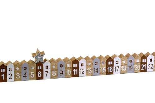 Holz Adventskalender Winter Stadt mit silbernem Stern L: 38 cm - Adventsdeko, Weihnachten Deko, Advent Holz Adventskalender Winter Stadt mit silbernem Stern L: 38 cm - Adventsdeko, Weihnachten Deko, Advent von itsisa