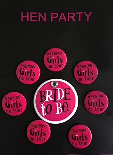 itsisa Button Sticker Team Braut weiß, pink 8er Set - Junggesellinnenabschied, Hen Night, Hochzeit, Feier, Party, Junggesellenabschied von itsisa