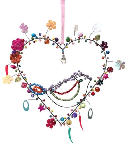 itsisa Drahtherz/Perlenherz bunt mit Vogel zum Aufhängen 18 x 19 cm - Herz aus Draht, Fensterdeko Liebe, Muttertag, Hochzeit itsisa Drahtherz/Perlenherz bunt mit Vogel zum Aufhängen 18 x 19 cm - Herz aus Draht, Fensterdeko Liebe, Muttertag, Hochzeit von itsisa