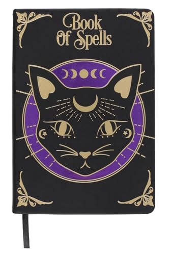 itsisa Notizbuch Mystische Katze A5 für Notizen, Zaubersprüche usw. - Zauberbuch Schwarze Katze, Hexe, Halloween, Meditation von itsisa