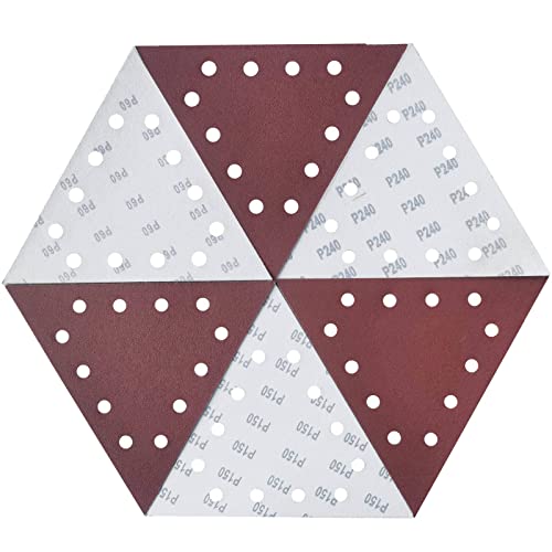 iubfegt 30 StüCk 27,9 Cm Klett-Dreieck-Schleifpapier für Trockenbauschleifer - Je 5 StüCk 60 80 100 120 150 240 Schleifpapier von iubfegt
