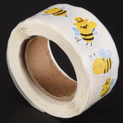 iubfegt Bienen-Aufkleberrolle - 500 Stück Süße Bienen-Aufkleber für Den Kindergarten für Weihnachtsgeschenke, Bürobedarf und Bastelarbeiten von iubfegt