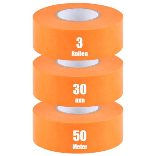 iuqiepo 3 Rollen Malerkrepp, Kreppband 30 mm x 50 m, Goldband, Wasserdicht Abklebeband Maler, Hitzebeständiges Klebeband, Malerkrepp UV Beständig iuqiepo 3 Rollen Malerkrepp, Kreppband 30 mm x 50 m, Goldband, Wasserdicht Abklebeband Maler, Hitzebeständiges Klebeband, Malerkrepp UV Beständig von iuqiepo