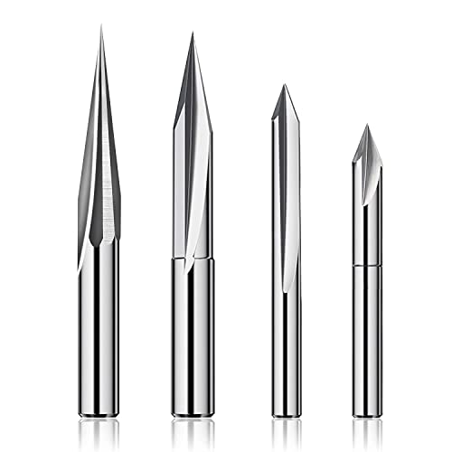ivamulie CNC-Fräser-Set für , 1/4 Schaft, Wolframstahl Bits, Enthält V-Nut, Profilbit, 4-teilig ivamulie CNC-Fräser-Set für , 1/4 Schaft, Wolframstahl Bits, Enthält V-Nut, Profilbit, 4-teilig von ivamulie