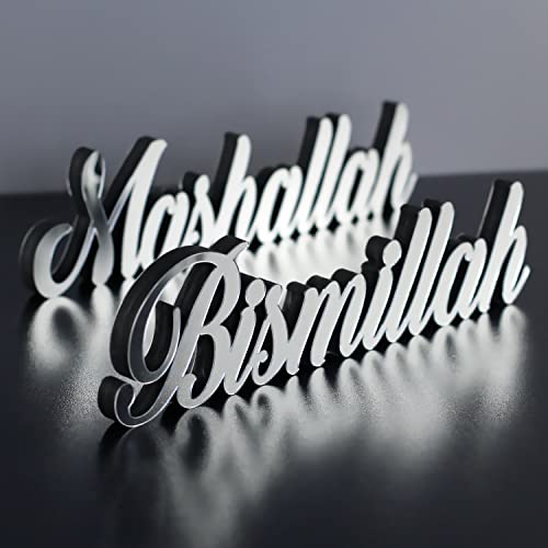 IWA Concept Bismillah-Mashallah Silber | Wohnkultur oder islamische Dekoration für Tisch oder Regale | Eid-Dekorationen | Islamisches Ramadan-Geschenk | Islamische Tischdekoration IWA Concept Bismillah-Mashallah Silber | Wohnkultur oder islamische Dekoration für Tisch oder Regale | Eid-Dekorationen | Islamisches Ramadan-Geschenk | Islamische Tischdekoration von iwa concept