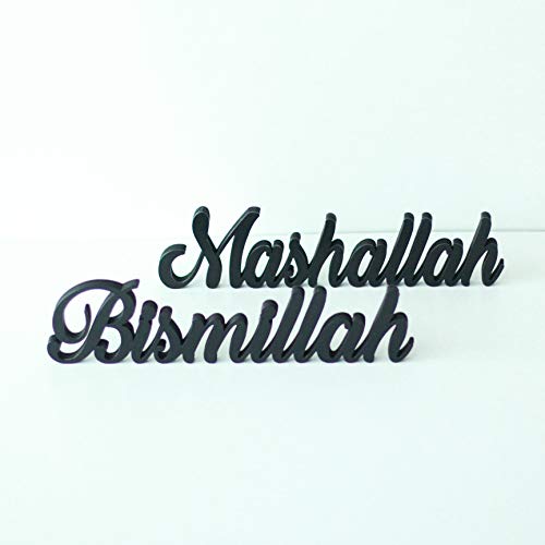 IWA Concept Bismillah-Mashallah schwarz, Heimdekoration oder islamische Dekoration für Tisch oder Regale, Eid-Dekorationen, islamisches Ramadan-Geschenk, islamische Tischdekoration von iwa concept